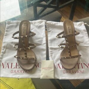 Valentino Garavani Studded Beige Sandals